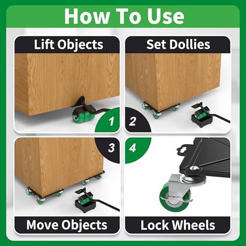 Heavy Duty Furniture Dolly 360 Rotate 5 Wheels 3000 Lbs Capacity 8.6x7.8 in - Image 4