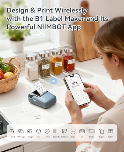 NIIMBOT B1 Label Maker Machine with Tape, 2Inch Thermal Label Printer, Blue - Image 3