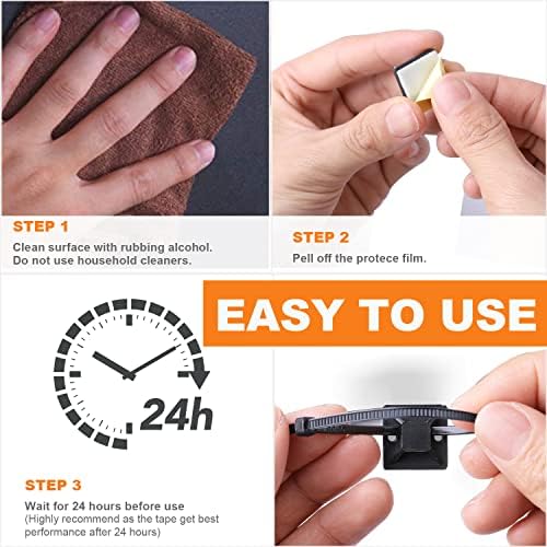 500 Pack 3/4" Zip Tie Adhesive Mounts Self Adhesive Cable Tie Base Holders with Multi-Purpose Tie wire clips with screw hole,Anchor stick on wire holder, Including 100 Pack Clips（Black） - Image 6