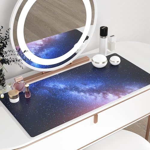 QiyI PU Leather Large Mouse Pad, Office Decor, 31.5" x 15.7", Blue Galaxy - Image 6