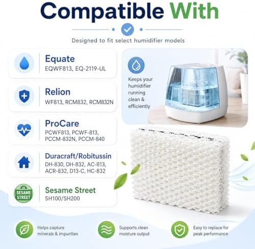 8 Pack WF813 Humidifier Wick Filters for Equate Relion Protec - Image 3