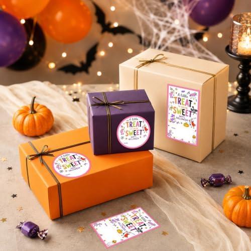 Cute Halloween Duck A Little Treat Gift Tag Stickers-40Pcs - Image 5