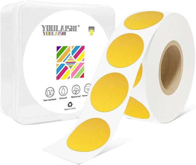 1 Inch Circle Dot Stickers 1000 PCS Color Coding Thermal Labels Dots Writable by YOULAISHI