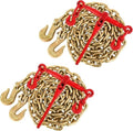 2Pcs Chain and Binder Kit, 3/8"-1/2" Ratchet Load Binders 9200 lbs Load Limit, 3/8 in ×10 ft Chains, Load Transport Binder Chain with Grappling Hook,for Industrial, Agricultural, Logging by MERXENG