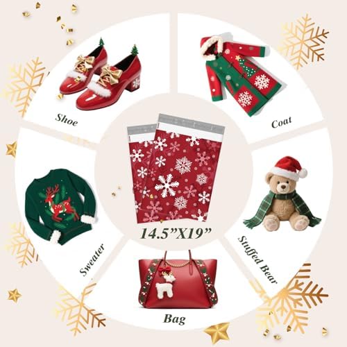 Fuxury Christmas Poly Mailers 14.5x19" 50Pcs,Large Shipping Bag for Clothes - Image 3