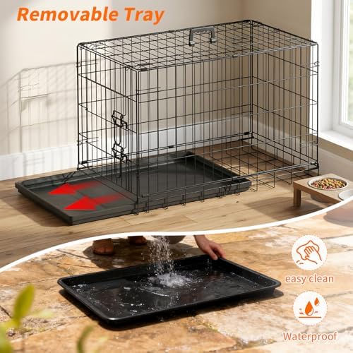 FDW | 30" Foldable Metal Dog Crate | Dark Black | Cage for Medium Dogs - Image 4