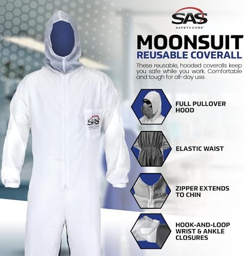 SAS Safety 6939 Moon suit Nylon Cotton Coverall, Extra Large, White - Image 2