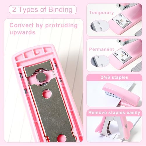 COMFYROOM Pink Desk Accessories with Pen Holder, Pink Office Supplies Desk Organizers and Accessories for women, Tape Dispenser, Stapler, Staple Remover, Staples, Clips Set, Ruler, Scissor, Pen, Tape - Image 6