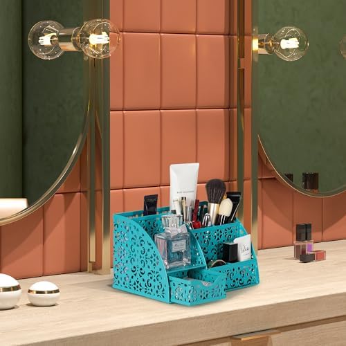 EasyPAG Desk Organizer and Pen Holder for Desk, Mesh Office Supplies Storage Caddy with Drawer for Small Space, Desktop Organizer for Home Office, Dark Teal - Image 7