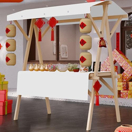 Portable Vendor Cart Mobile Vendor Stand Thickened Wooden Frame Easy Setup 140kg Load Capacity 360° Swivel Wheels Outdoor Cart for Farmers Market Party Events Display(White,120cm(47.2in)) by Unknown
