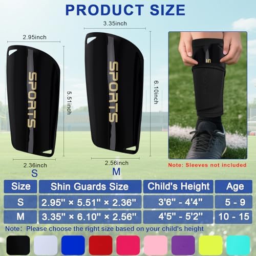 Kids Soccer Shin Guards 2 Pairs Slip-in Youth Shin Pads for Boys Girls, Lightweight PP+EVA Soccer Protective Gear Fits with Shin Guard Sleeves(not Included), Toddler to Teen Sizes Multiple Colors - Image 2