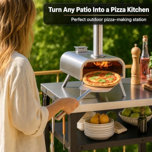 Hisencn 3-Shelf Pizza Oven Table with Lockable Wheels,31.5"L x 24"W - Image 7