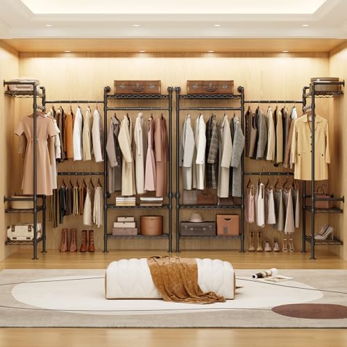 3-Bay Industrial Pipe Closet System, Wall Mounted Garment Racks, Black - Image 3
