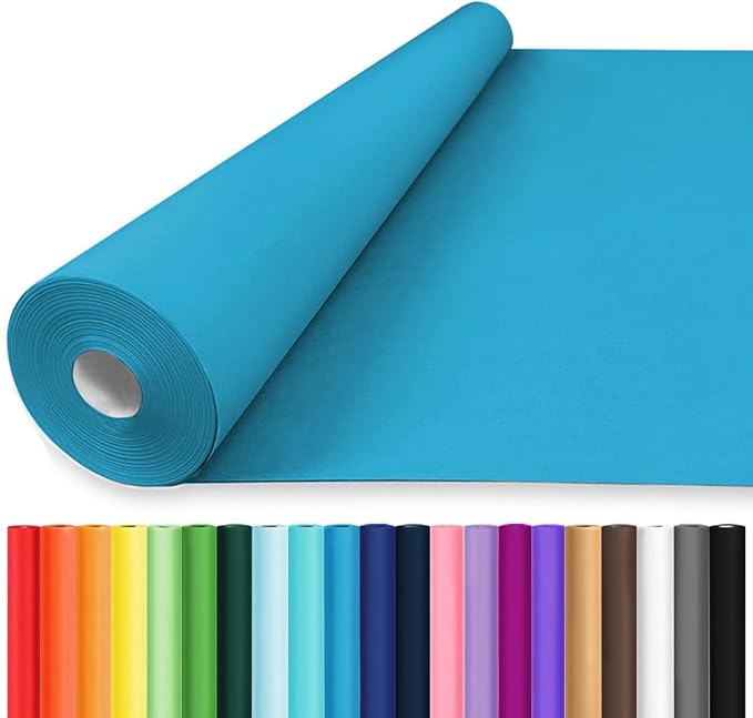 Vanhench 48" x 2400" Lake Blue Wrapping Paper, Solid Color Kraft Craft Art Paper by Vanhench