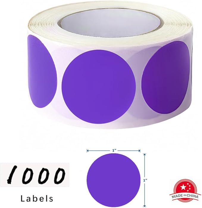 SHYGO® 1“ Purple Circle Dot Stickers Color Coding Labels - Image 2