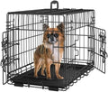 Yaheetech 24inch Double Door Dog Crate w/Divider, Collapsible Metal Kennel by Yaheetech