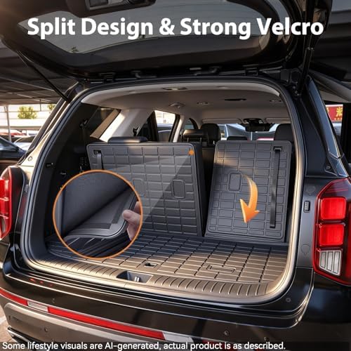 Prosheve Floor Mats & Cargo Liner Set for Hyundai Palisade 2020-2025 7/8 Passenger (2020-2025 Hyundai Palisade Cargo Mats) - Image 3