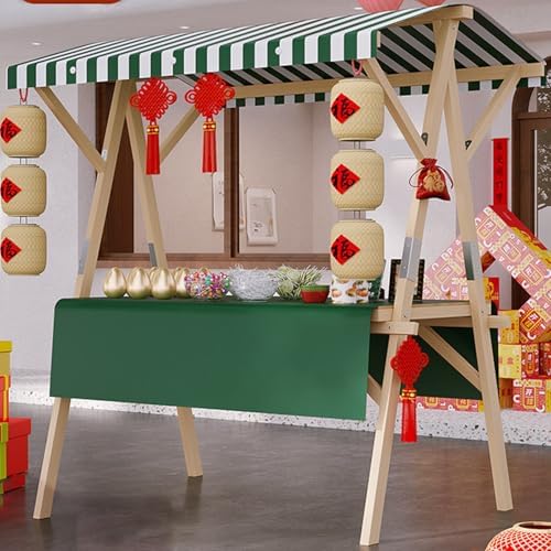 Portable Vendor Cart Mobile Vendor Stand Thickened Wooden Frame Easy Setup 140kg Load Capacity 360° Swivel Wheels Outdoor Cart for Farmers Market Party Events Display(Dark Green,120cm(47.2in)) by Unknown