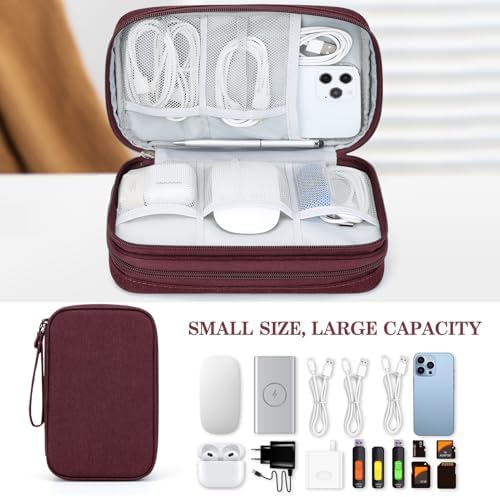 FYY Electronic Organizer, Travel Tech Pouch Bag, Large, Wine Red - Image 6