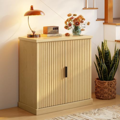VASAGLE Contemporary Buffet Cabinet with Adjustable Shelves, Fluted Doors by VASAGLEbySONGMICSHOME