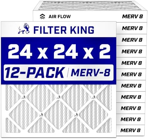 Filter King 24x24x2 Air Filter MERV 8, AC Furnace Filters (12-Pack) by FilterKing