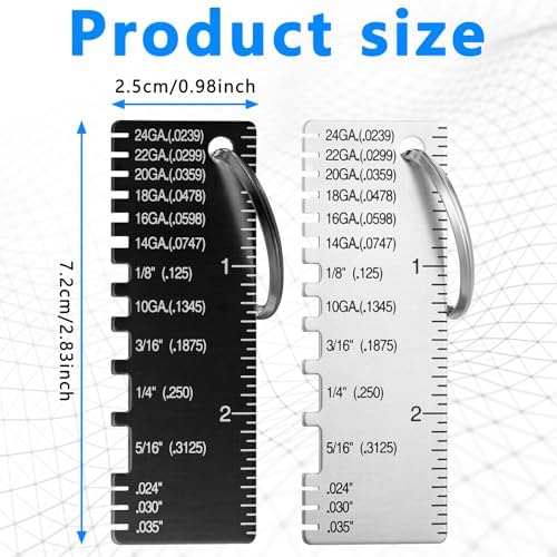 Konohan Double Sided Wire Metal Sheet Thickness Gauge Wire Measurement Tool Portable Metal Gauge Thickness Double Sided Plated Size Inspection Tool Welding Tools Accessories (Silver Black) - Image 2