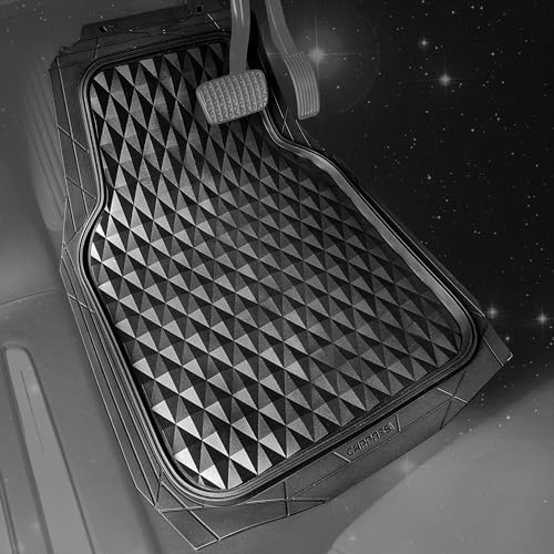 CAR PASS Heavy Duty Rubber Black Car Floor Mats & Cargo Liners, Deep Dish All-Weather Trunk Mats Durable Anti-Slip 3D Rhombus Waterproof Trim to Fit Liner Universal Fit Auto,Sedan,SUV,Truck, Black - Image 5