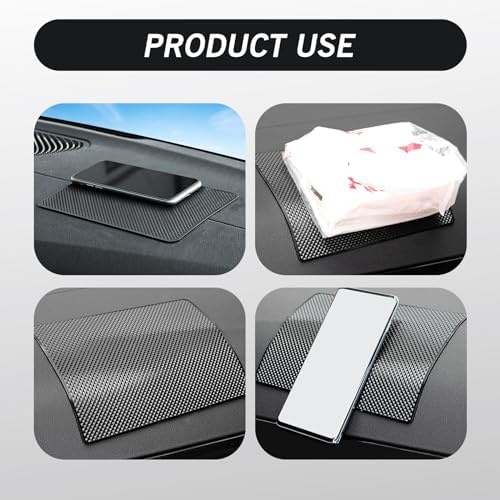 2 PCS Car Dashboard Anti-Slip Mat, 10.62" x 5.9" Grid Pattern High Temperature Resistant Washable Center Console Storage Mat, Double-Sided Self-Adhesive Accessories, for Most Cars (Black) - Image 7