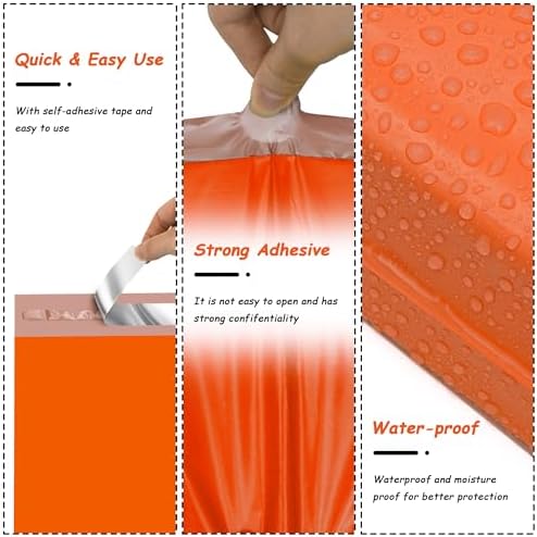 JinRuiKJ Poly Mailers 12x15.5 Inch, 50 Pcs Shipping Bags, Orange - Image 3