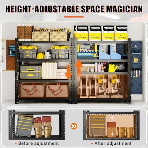 4000LBS 4 Tier Garage Storage Shelves, Heavy Duty Adjustable Storage Rack for Warehouse, Basement, Shop and Office, Commercial-Grade Steel Organizer, 59" W x 24" D x 69" H - Image 4