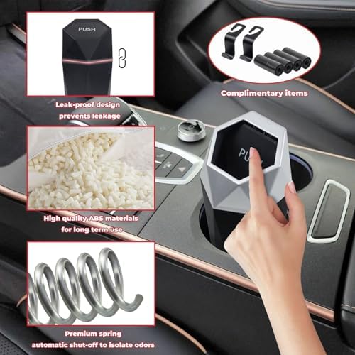 BFXM Car Trash Can Small Trash Bin with Lid Accessories for Women - Image 4