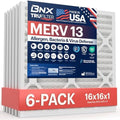 BNX TruFilter 16x16x1 Air Filter MERV 13 (6-Pack) - MADE IN USA - Electrostatic Pleated Air Conditioner HVAC AC Furnace Filters for Allergies, Pollen, Mold, Bacteria, Smoke, Allergen, MPR 1900 FPR 10 by BNX