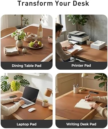 Aothia Faux Leather Desk Mat - Large Mouse Pad, Non-Slip PU Leather Blotter, Waterproof Writing Surface for Office and Home (Brown, 40" x 24") - Image 6