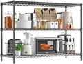 3-Shelf Adjustable Storage Shelves 35.1" W x 14" D x 36" H Metal Shelving Unit 450LBS Heavy Duty Wire Rack Small Organizer with Shelf Liners for Kitchen Pantry Bathroom Closet Garage Black by RackBro