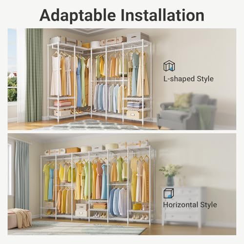 VIPEK V60 Freestanding Clothes Rack, Metal Closet Rack for Bedroom, White - Image 3