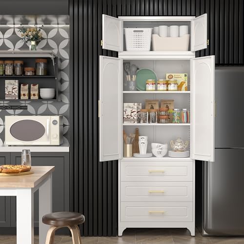 SteeLoong 90”Kitchen Pantry Cabinet, Metal Storage Cabinet with 3 Drawers - Image 3