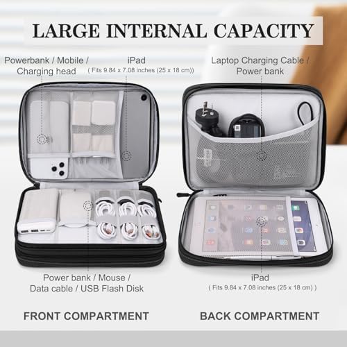 FYY Electronic Organizer, Travel Tech Pouch Bag, Extra Large, Black - Image 3