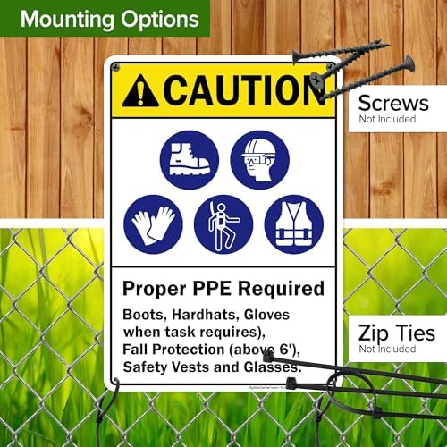 Caution Proper Ppe Required Boots Hardhats Gloves Safety Vests And Glasses Sign, 10x14 Inches, 55 mil thick HDPS (high density polystyrene), Made in USA by My Sign Center - Image 5