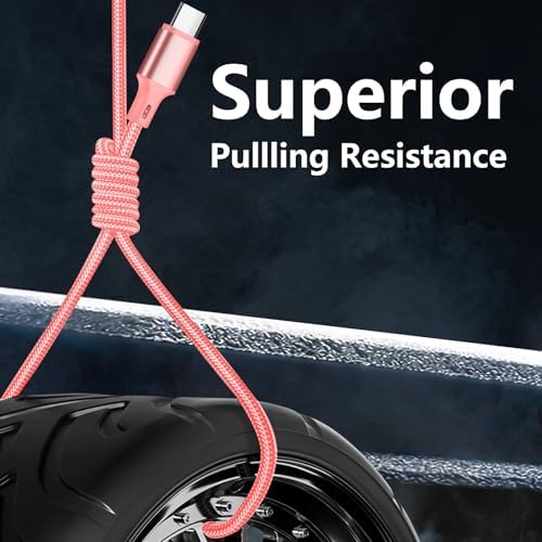 60W USB C to USB C Cable, 3 Pack 10ft Type C Fast Charger Cord (Pink) - Image 3
