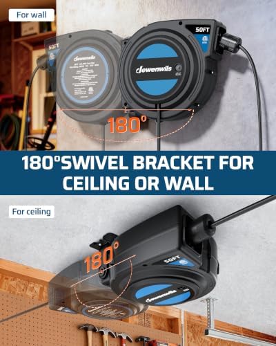 DEWENWILS 50FT Retractable Extension Cord Reel, 6 Outlets,Integrated Switch - Image 5