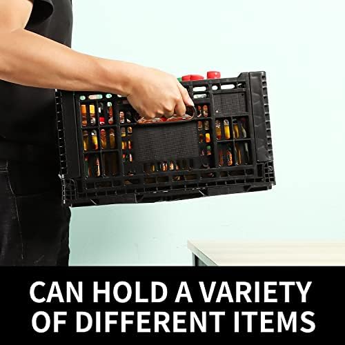 Collapsible Storage Bin Containe，52 Liter Transferheavy duty plastic storage box ,milk crates heavy duty Transit storage of various items black (1) - Image 2