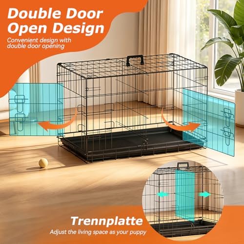 FDW | 30" Foldable Metal Dog Crate | Black | Cage for Medium Dogs - Image 6