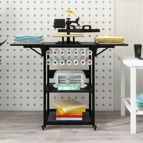 PUNCIA 3-Tier Movable Heat Press Stand with Vinyl Holder Folding Shelf - Image 6