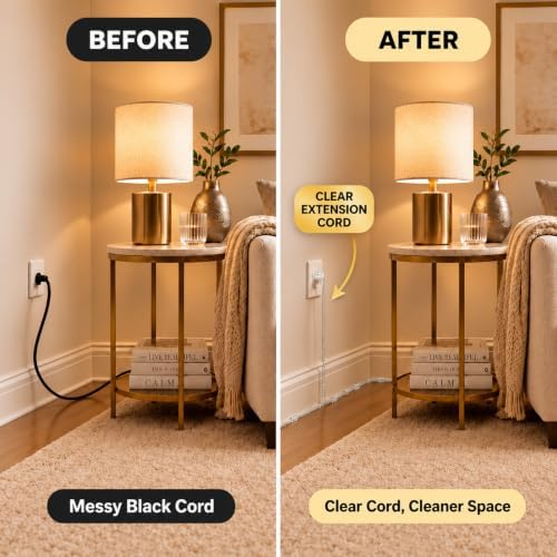 Clear Extension Cord, 15 FT Clear Extension Cord Indoor Thin, 1Pack - Image 3