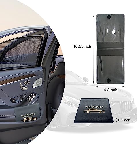 Ziciner Car Registration Insurance Holder, 2Pack Essential Auto Card Document Glove Box Organizer with Touch Fastener, Vehicle Interior Accessories Perfect for Most Car, Truck, SUV (Black/Gold Words) - Image 2