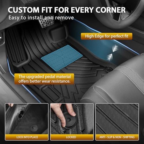 Powerty Floor Mats for 2016-2021 Honda Civic Coupe/Sedan/Type R, 2017-2021 Honda Civic Hatchback All Weather 3D TPE Anti-Slip Car Liners for 1st & 2nd Row Accessories - Image 2