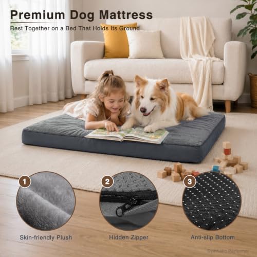 NUPIDA Waterproof Small Dog Bed for Crate with Washable Cover, 23x17, Grey - Image 3