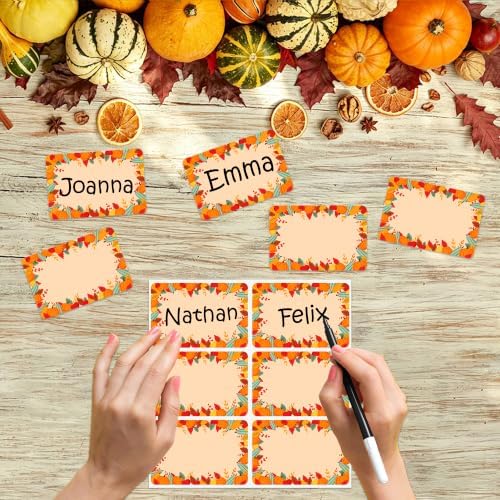 180 PCS Fall Name Tags Stickers Autumn Gift Labels Tag, Pumpkin Maple Leaves Fall Gifts Tags Sticker Thanksgiving Name Labels Stickers for Autumn Gifts Packaging Organizing Party Supplies - Image 3