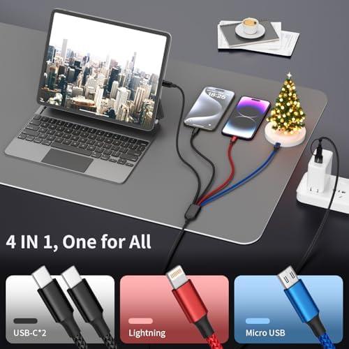 4 in 2 Multi Charging Cable, Charging Cords for Multiple Devices, 3Pack 5FT - Image 3