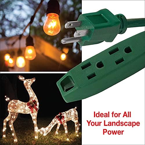 Clear Power 16 Gauge 3Prong Cords (3 Outlets, Green, 9 ft) - Image 3